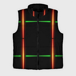 Мужской жилет Color black green orange lines, цвет: 3D-черный