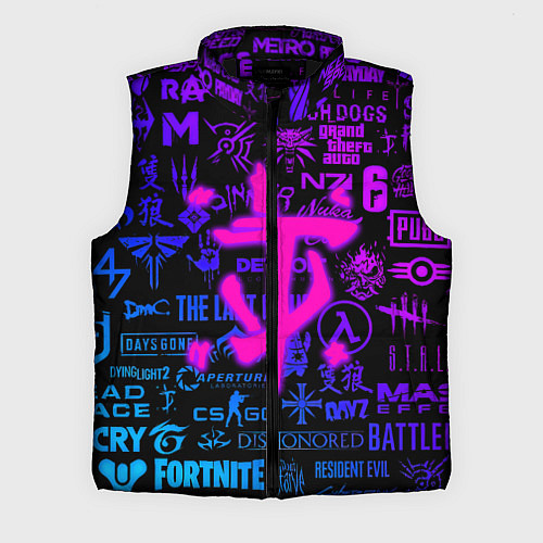 Мужской жилет Doom логотипы игр неон / 3D-Черный – фото 1