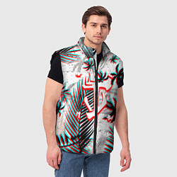 Мужской жилет Doom тропики глитч, цвет: 3D-черный — фото 2