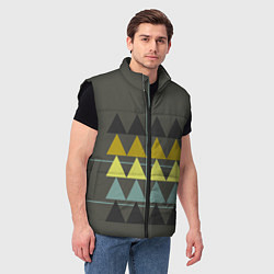 Мужской жилет Абстрактный лес, геометрический с однотоном, цвет: 3D-черный — фото 2