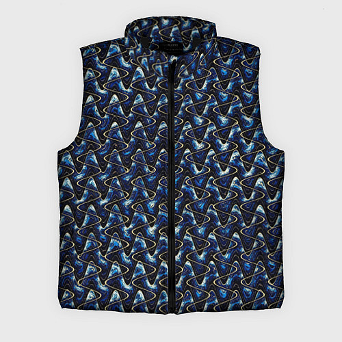 Мужской жилет Тёмно-синий волнистые полосы / 3D-Черный – фото 1