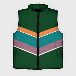Мужской жилет Тёмный зелёный с полосами, цвет: 3D-черный