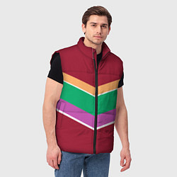 Мужской жилет Тёмный красный с полосами, цвет: 3D-черный — фото 2