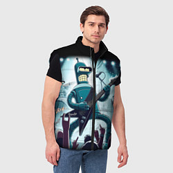 Мужской жилет Гитарист Бендер из рок группы Футурамы, цвет: 3D-черный — фото 2