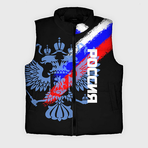 Мужской жилет Россия с флагом и гербом на чёрном фоне / 3D-Черный – фото 1