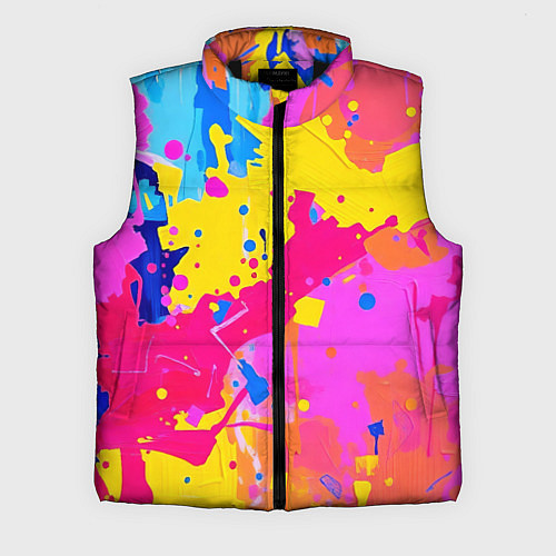 Мужской жилет Яркие пятна акриловой краски на стене / 3D-Черный – фото 1