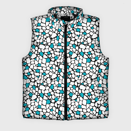 Мужской жилет Мелкий синий белый мозаичный узор на черном / 3D-Черный – фото 1