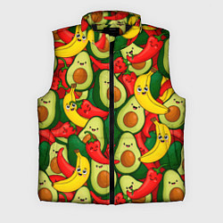 Мужской жилет Авокадо, бананы, перцы чили улыбаются - паттерн фр