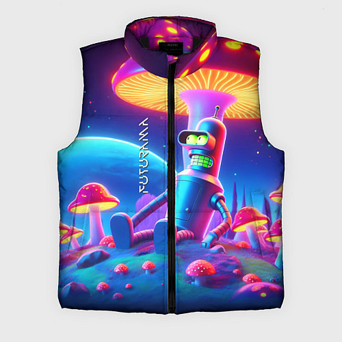 Мужской жилет Робот-сгибальщик Бендер находится под неоновым мух / 3D-Черный – фото 1