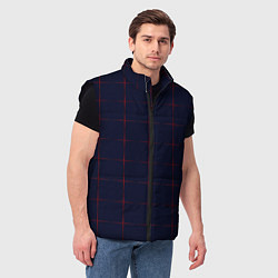 Мужской жилет Color dark blue red crosses, цвет: 3D-черный — фото 2