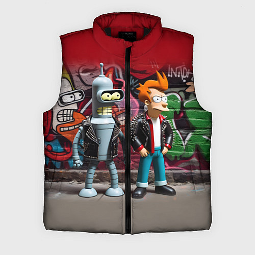 Мужской жилет Bender bending robot and Fry - ai art graffiti / 3D-Черный – фото 1