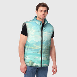 Мужской жилет Художественный берег со скалами, цвет: 3D-светло-серый — фото 2