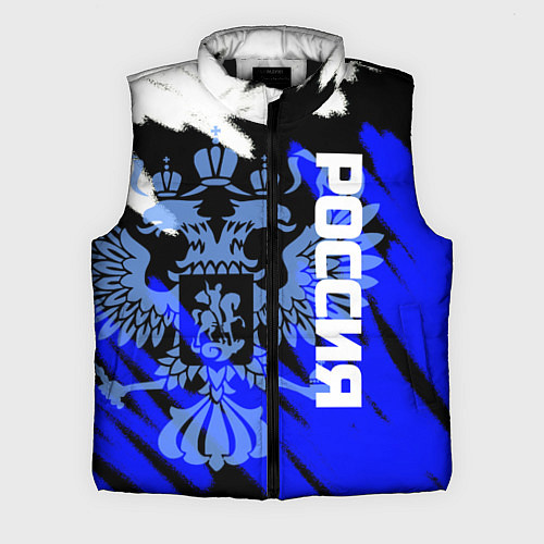 Мужской жилет Россия чёрно-синий штрихи / 3D-Черный – фото 1