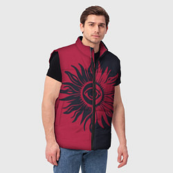 Мужской жилет Солнце красно-синее, цвет: 3D-черный — фото 2