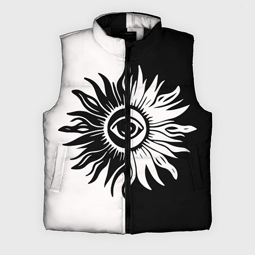 Мужской жилет Солнце черно-белое / 3D-Черный – фото 1