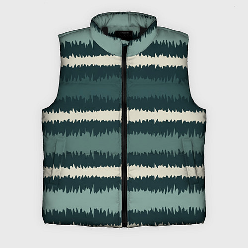 Мужской жилет Полосы зигзагообразные зеленые / 3D-Черный – фото 1