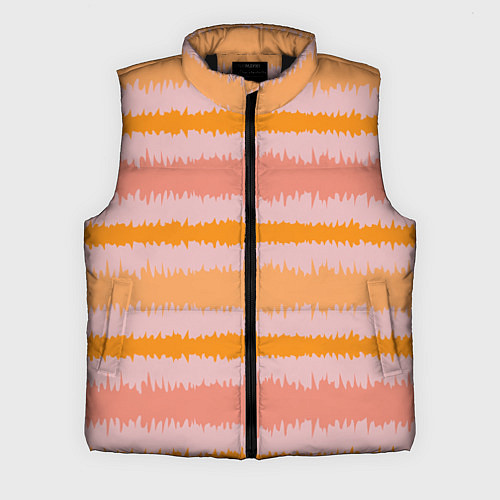 Мужской жилет Полосы зигзагообразные оранжево-розовые / 3D-Черный – фото 1