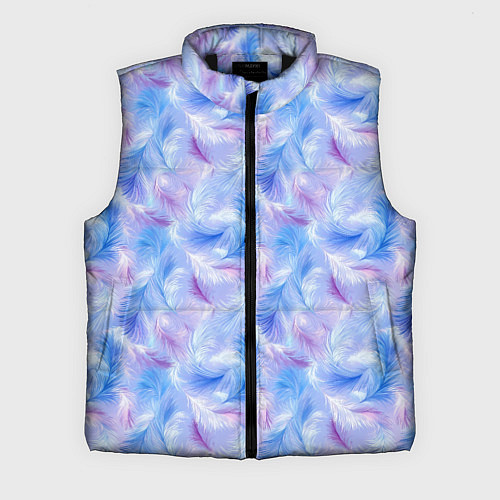 Мужской жилет Узор из голубых и сиреневых перьев / 3D-Черный – фото 1