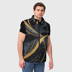 Мужской жилет Мраморный узор с золотыми полосками, цвет: 3D-черный — фото 2