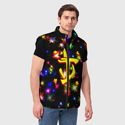 Мужской жилет Doom новогодние искры, цвет: 3D-черный — фото 2