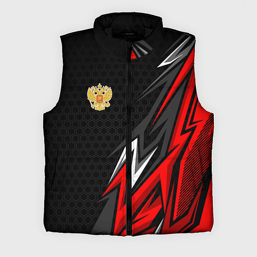Мужской жилет Герб России - красный / 3D-Черный – фото 1
