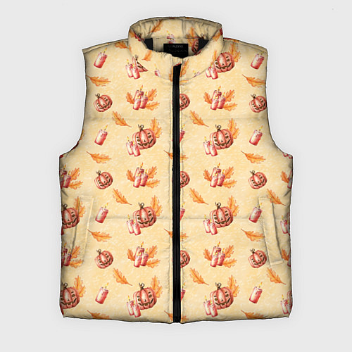 Мужской жилет Хеллоуин с тыквой и листьями / 3D-Черный – фото 1