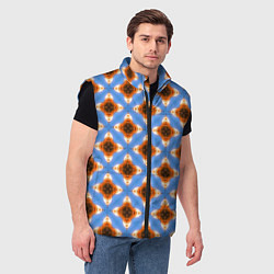 Мужской жилет Калейдоскоп на голубом фоне, цвет: 3D-черный — фото 2