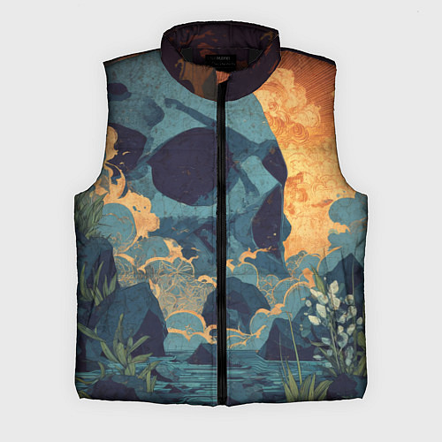 Мужской жилет Металл арт - долина - череп / 3D-Черный – фото 1