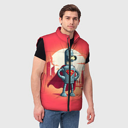 Мужской жилет Робот-сгибальщик Бендер супермен - коллаба, цвет: 3D-черный — фото 2