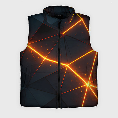 Мужской жилет Оранжевые геометрические лучи / 3D-Черный – фото 1