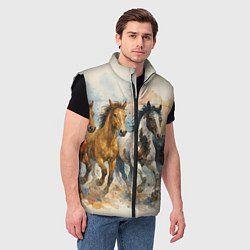 Мужской жилет Кони бегут, цвет: 3D-черный — фото 2