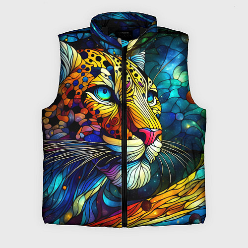 Мужской жилет Морда леопарда - витраж / 3D-Черный – фото 1