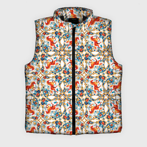 Мужской жилет Орнамент с лошадью - символом Нового 2026 года / 3D-Черный – фото 1