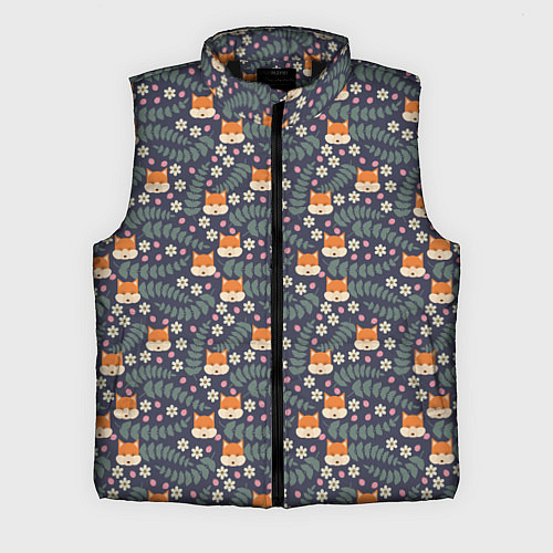 Мужской жилет Лесной паттерн с лисьими мордами / 3D-Черный – фото 1