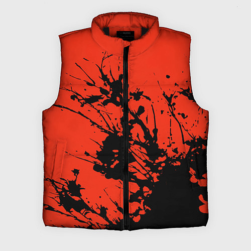 Мужской жилет Взрыв чёрной краски на красно-оранжевом / 3D-Черный – фото 1