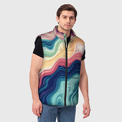 Мужской жилет Абстрактные волнистые линии синий, цвет: 3D-черный — фото 2