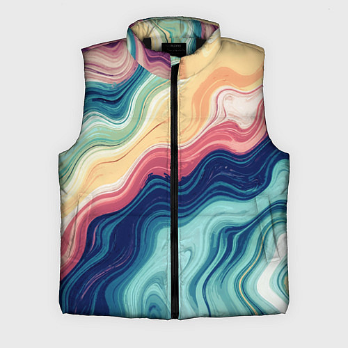 Мужской жилет Абстрактные волнистые линии синий / 3D-Черный – фото 1