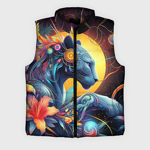 Мужской жилет Сказочная пантера - нейроарт фантазия / 3D-Черный – фото 1