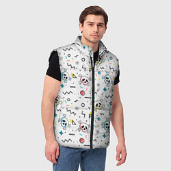 Мужской жилет Паттерн с черепами и геометрическими фигурами на Х, цвет: 3D-черный — фото 2