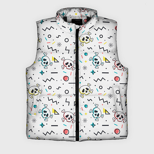 Мужской жилет Паттерн с черепами и геометрическими фигурами на Х / 3D-Черный – фото 1