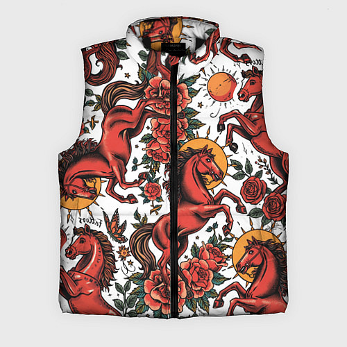 Мужской жилет Красный конь в стиле татуировки / 3D-Черный – фото 1