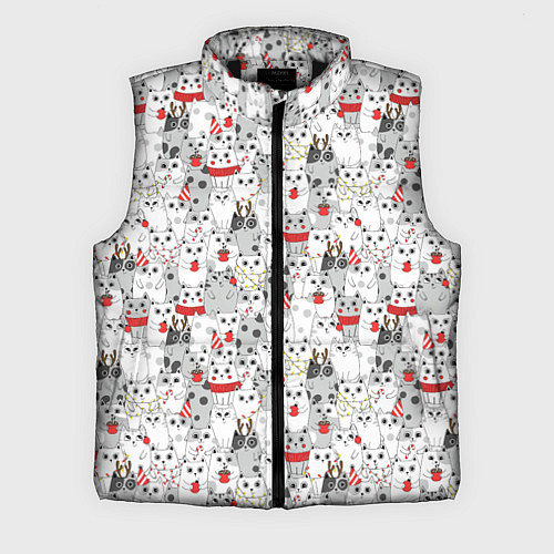 Мужской жилет Новогодние котики / 3D-Черный – фото 1