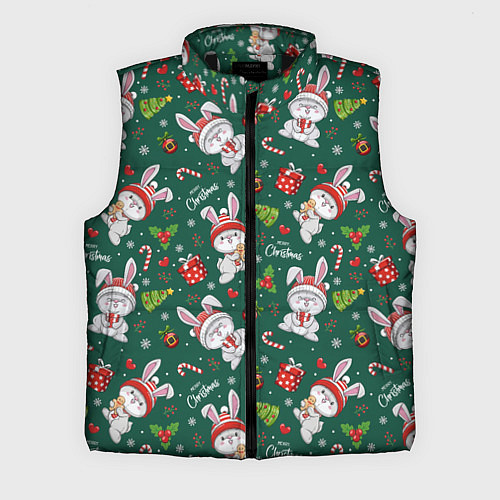 Мужской жилет Новогодние зайчики / 3D-Черный – фото 1