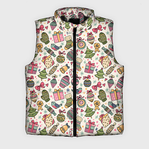 Мужской жилет Новогодний паттерн / 3D-Черный – фото 1
