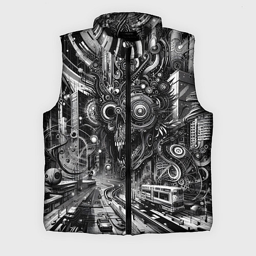 Мужской жилет Cyber urban skull - ai art fantasy / 3D-Черный – фото 1