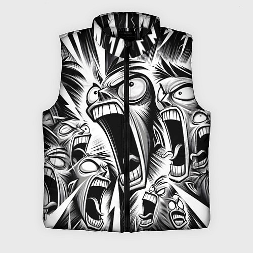Мужской жилет Орущие рожицы и чёрные молнии - нейроарт / 3D-Черный – фото 1