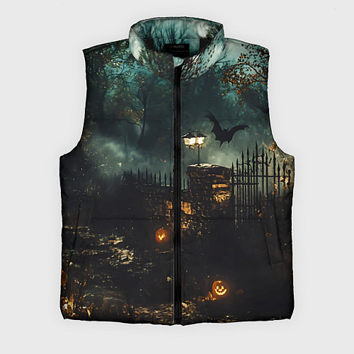 Мужской жилет Ночь тыкв и теней / 3D-Черный – фото 1