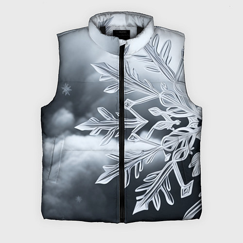Мужской жилет Снежинка на черно белое / 3D-Черный – фото 1