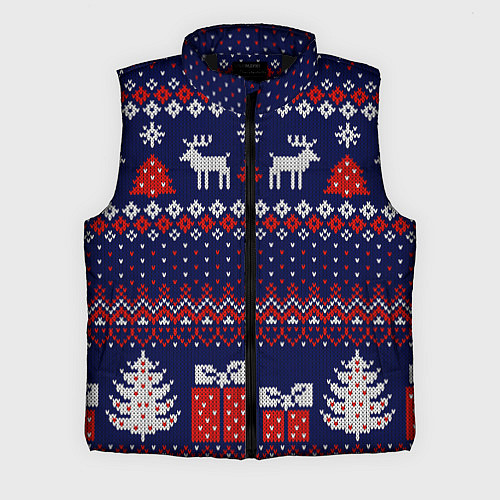 Мужской жилет Новогодний вязаный паттерн / 3D-Черный – фото 1