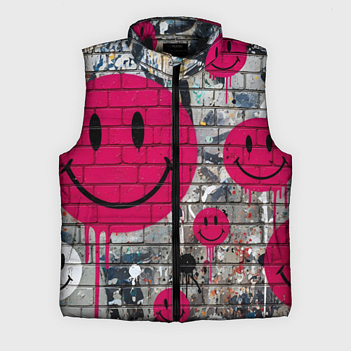 Мужской жилет Розовые смайлы граффити / 3D-Черный – фото 1